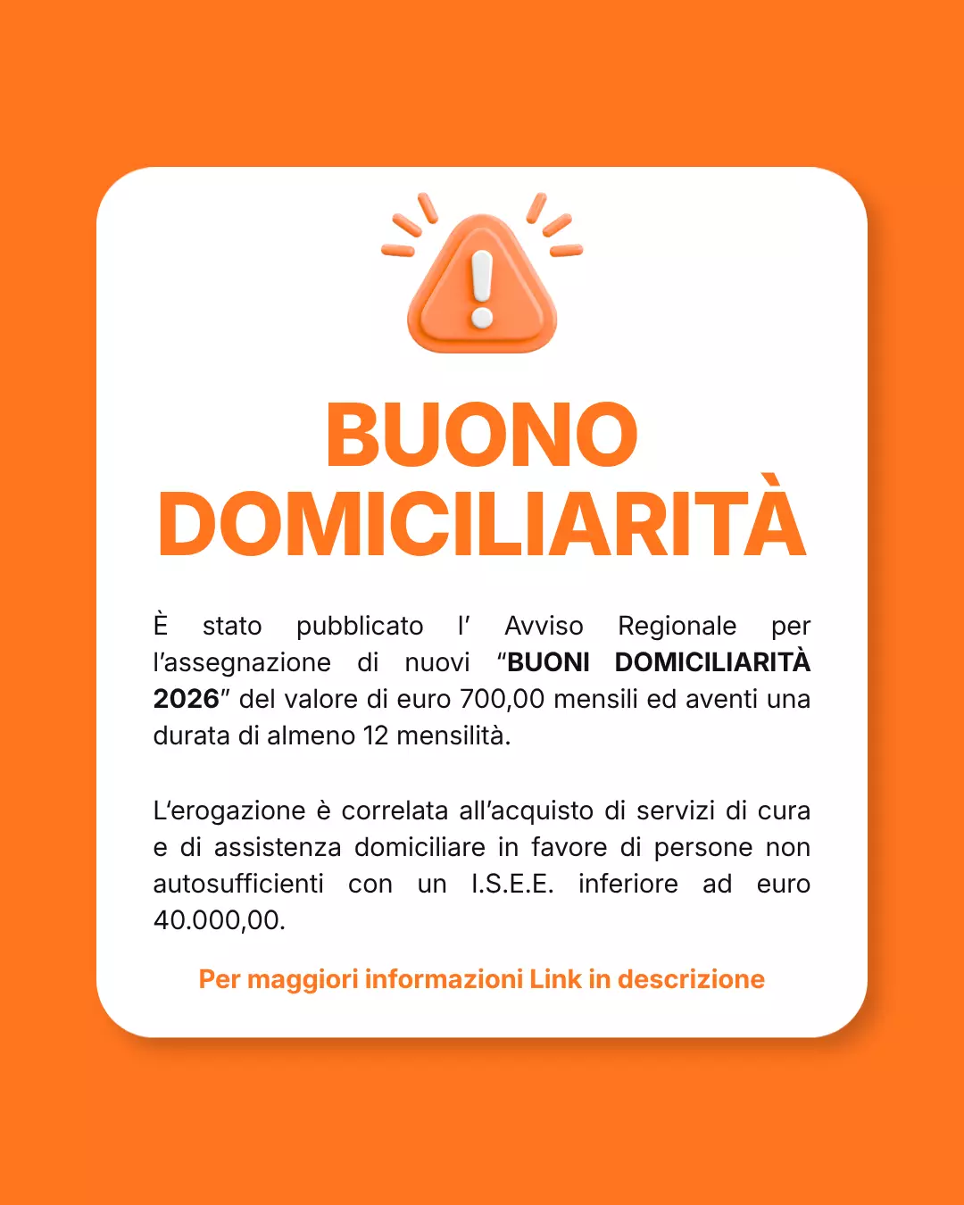 Buono domiciliarità 2026